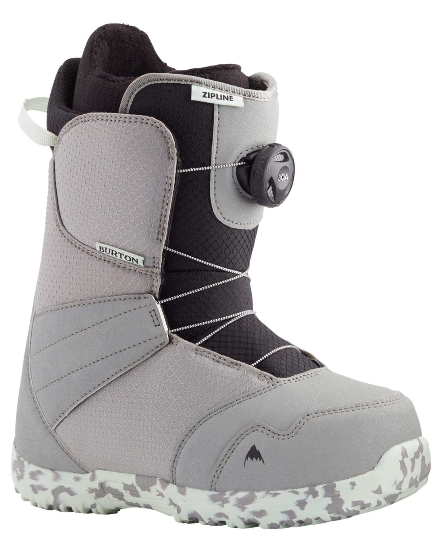 Burton Kids' Zipline Boa® Snowboard Boots - Gray/Neo-Mint - 2024 Kids' Snowboard Boots - SnowSkiersWarehouse