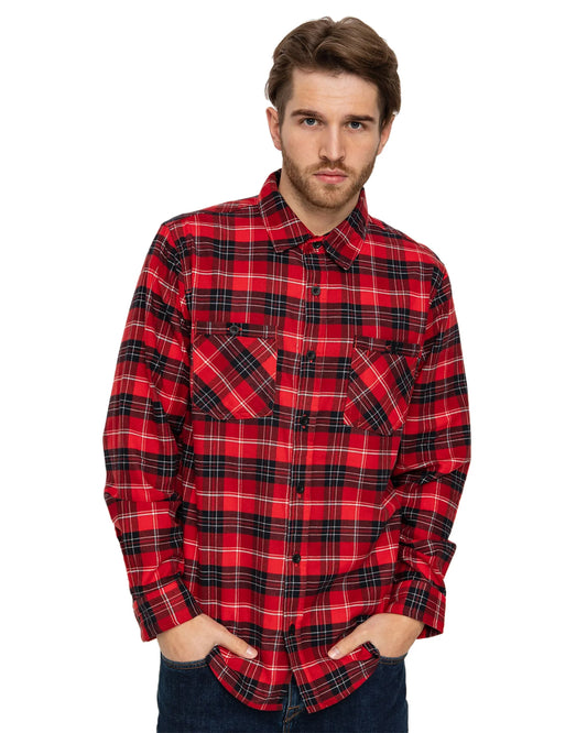 Burton Men's Favorite Long Sleeve Flannel - Tomato Bradley Plaid Shirts & Tops - SnowSkiersWarehouse