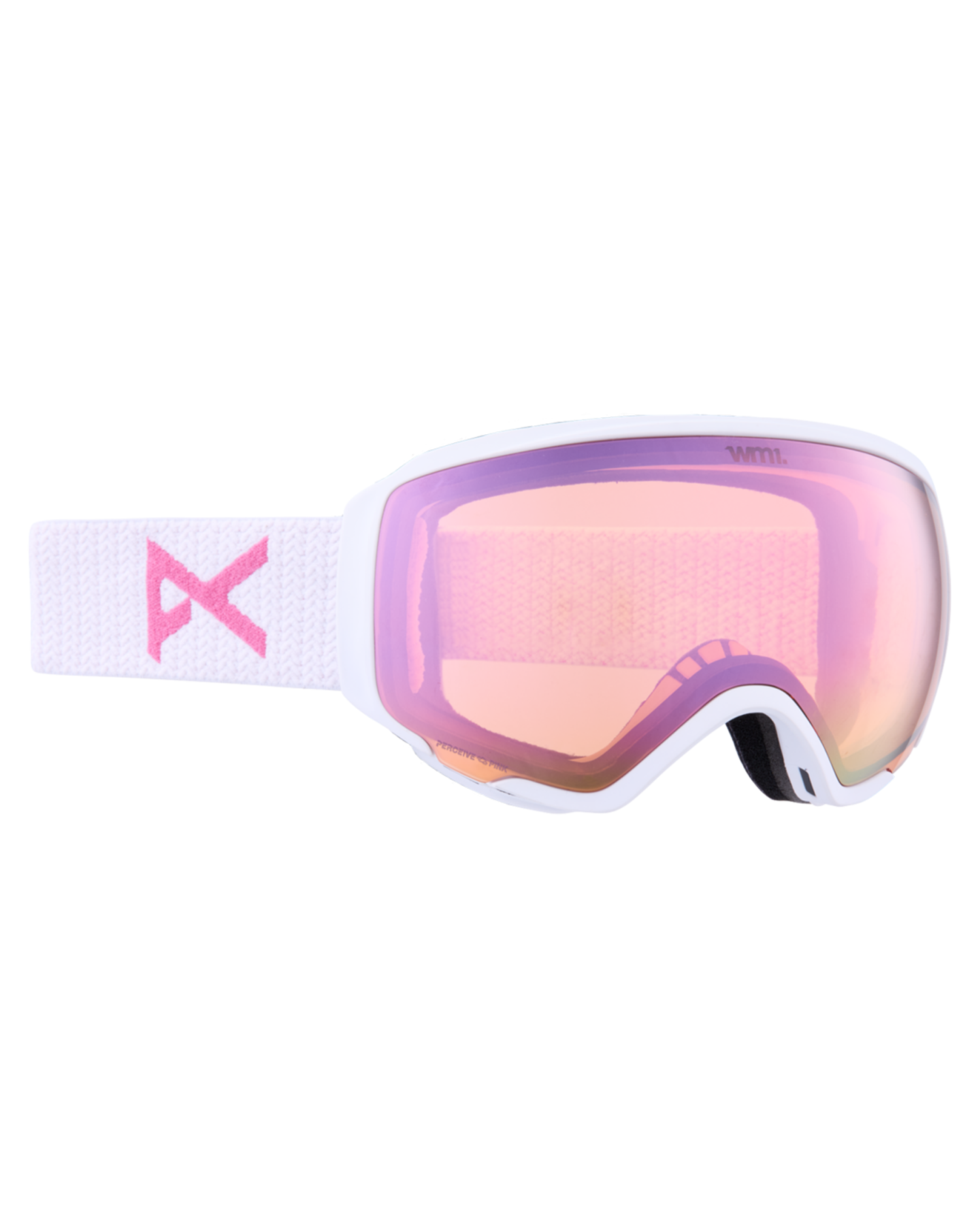 Anon WM1 Low Bridge Fit Snow Goggles + Bonus Lens + MFI - White / Perceive Cloudy Pink Women's Snow Goggles - SnowSkiersWarehouse