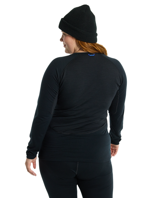 Burton Women's Phayse Merino Base Layer Crewneck - True Black Shirts & Tops - Trojan Wake Ski Snow