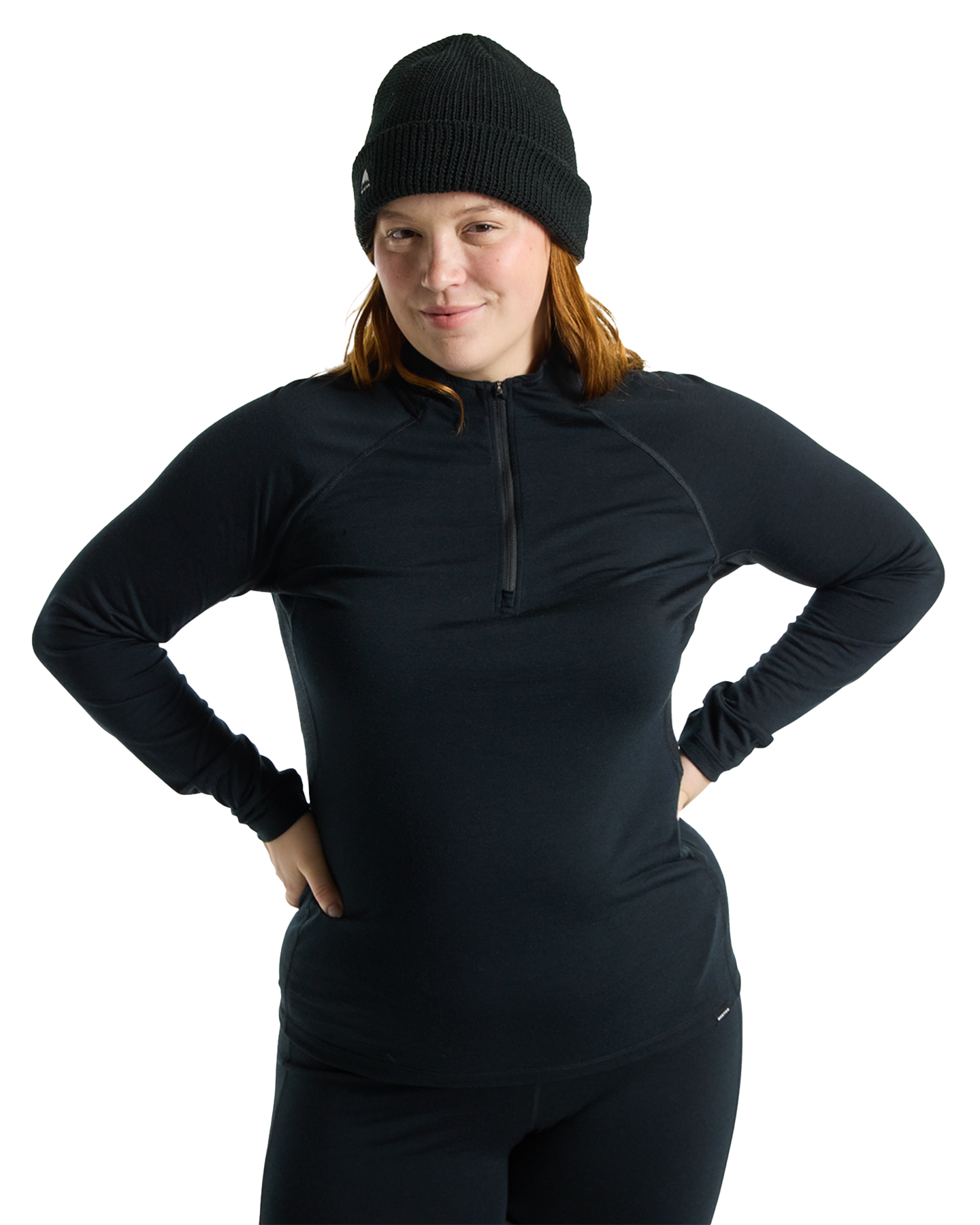 Burton Women's Phayse Merino Quarter-Zip First Layer - True Black Shirts & Tops - SnowSkiersWarehouse