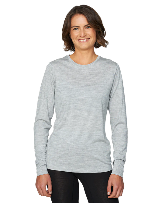 Le Bent Women's Ultralight Long Sleeve Tee - Heather Grey Shirts & Tops - SnowSkiersWarehouse