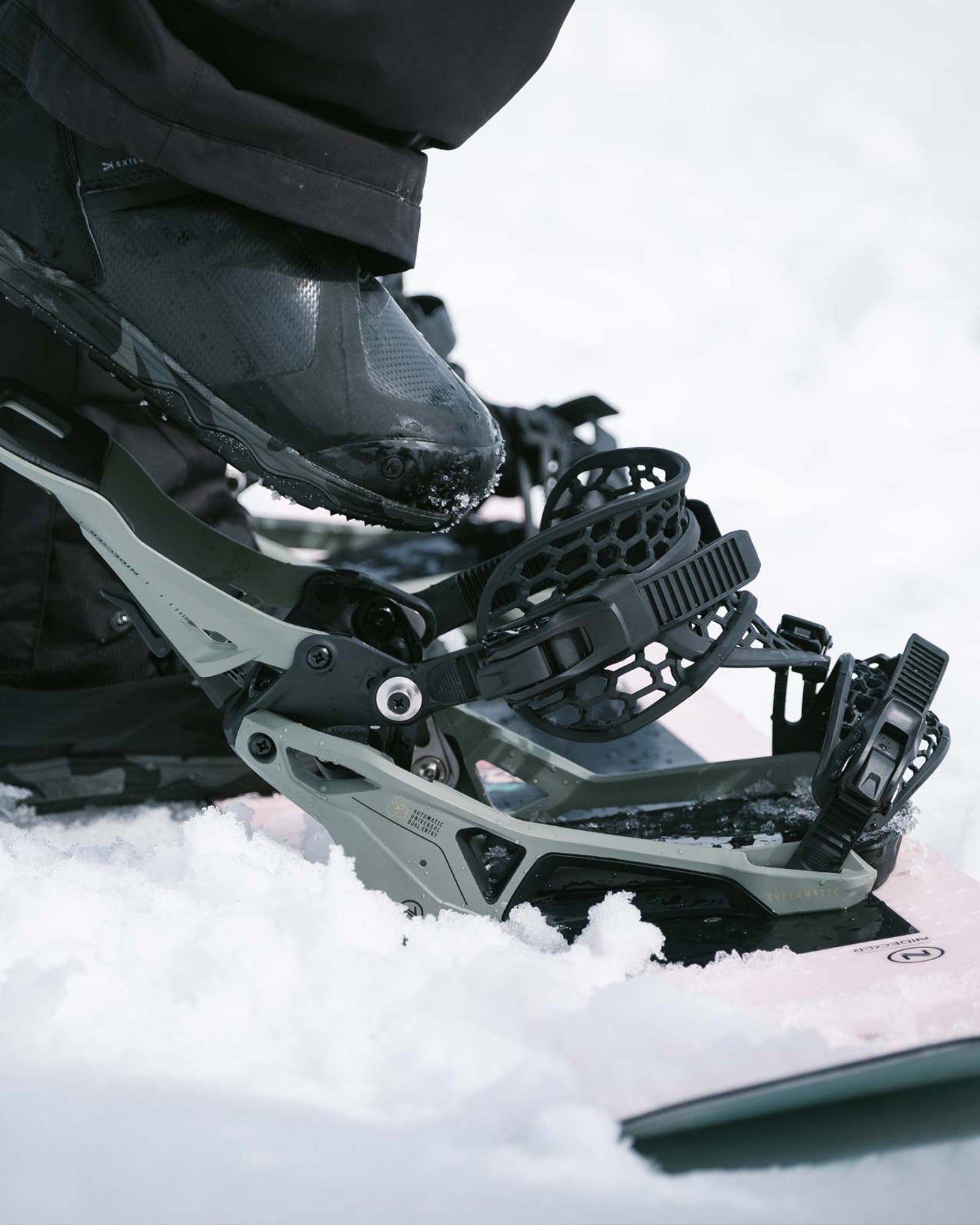 Nidecker Supermatic Snowboard Binding - Olive - 2024 Men's Snowboard Bindings - Trojan Wake Ski Snow