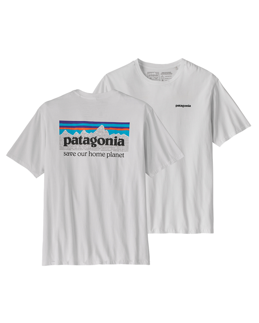 Patagonia P-6 Mission Organic T-Shirt - White Shirts & Tops - SnowSkiersWarehouse