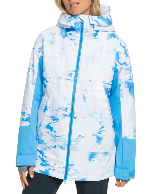 Roxy Women's Chloe Kim Technical Snow Jacket - Azure Blue Clouds Women's Snow Jackets - SnowSkiersWarehouse