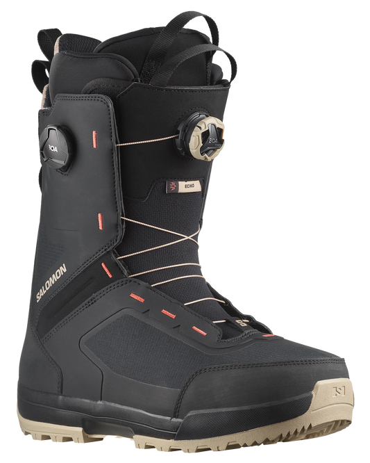Salomon Echo Dual Boa Wide Snowboard Boots - Spray Green / Black / Hot Coral - 2024 Men's Snowboard Boots - SnowSkiersWarehouse