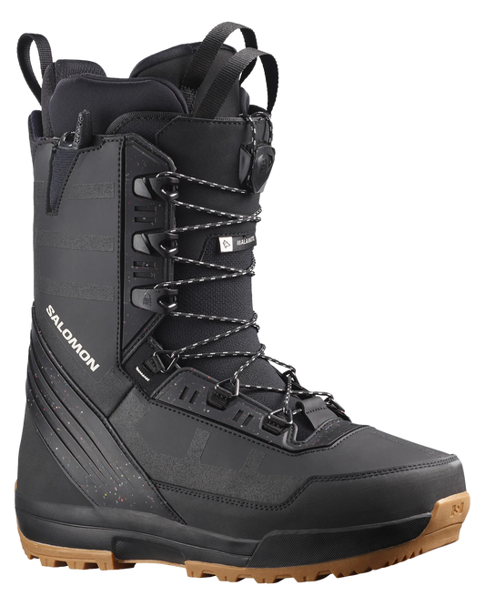 Salomon Launch BOA SJ Snowboard Boots - Black / Black / White - 2023 Men's Snow Ski Boots - SnowSkiersWarehouse