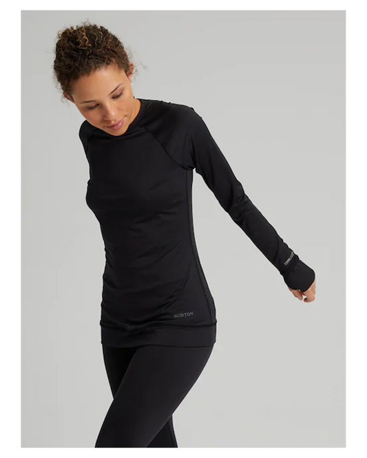 Burton Women's Burton Lightweight X Base Layer Crewneck - True Black Women's Thermals - Trojan Wake Ski Snow