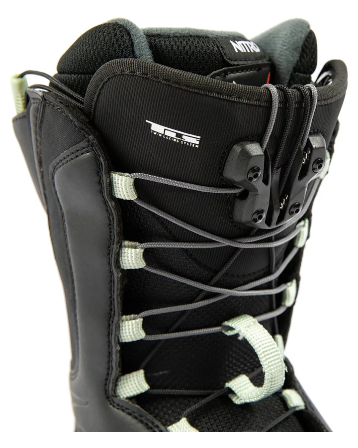 Nitro Flora TLS Womens Snowboard Boots - Black/Mint - 2022 Snowboard Boots - Trojan Wake Ski Snow