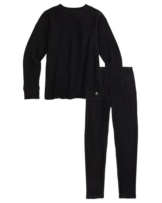 Burton Kids' Fleece Base Layer Set - True Black Kids' Thermals - Trojan Wake Ski Snow