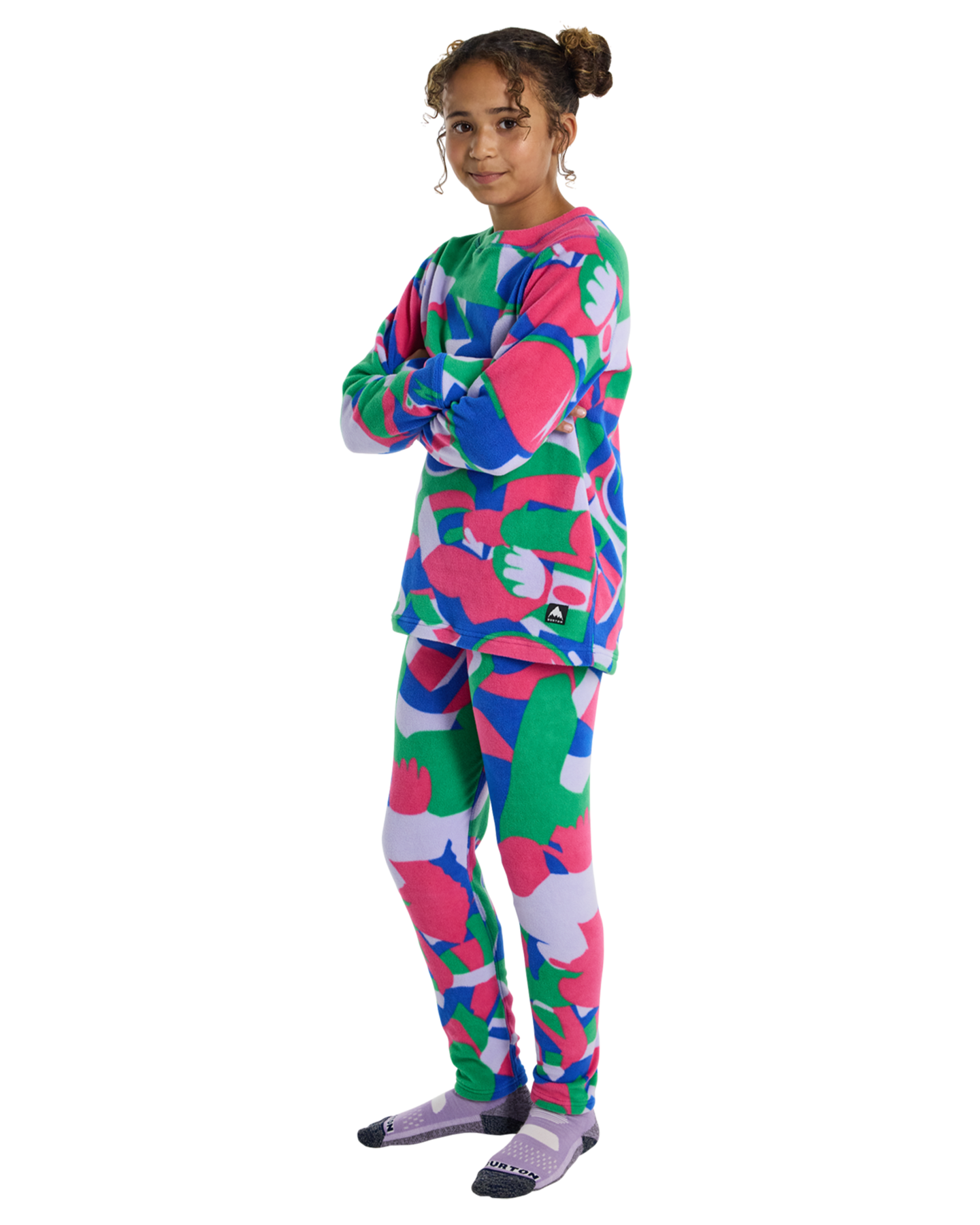 Burton Kids' Fleece Base Layer Set - Multi Cosmoblock Thermals - Trojan Wake Ski Snow