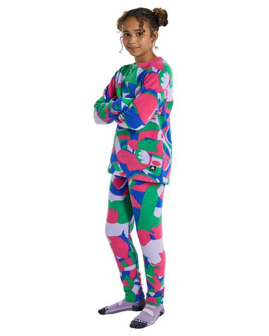 Burton Kids' Fleece Base Layer Set - Multi Cosmoblock Thermals - Trojan Wake Ski Snow