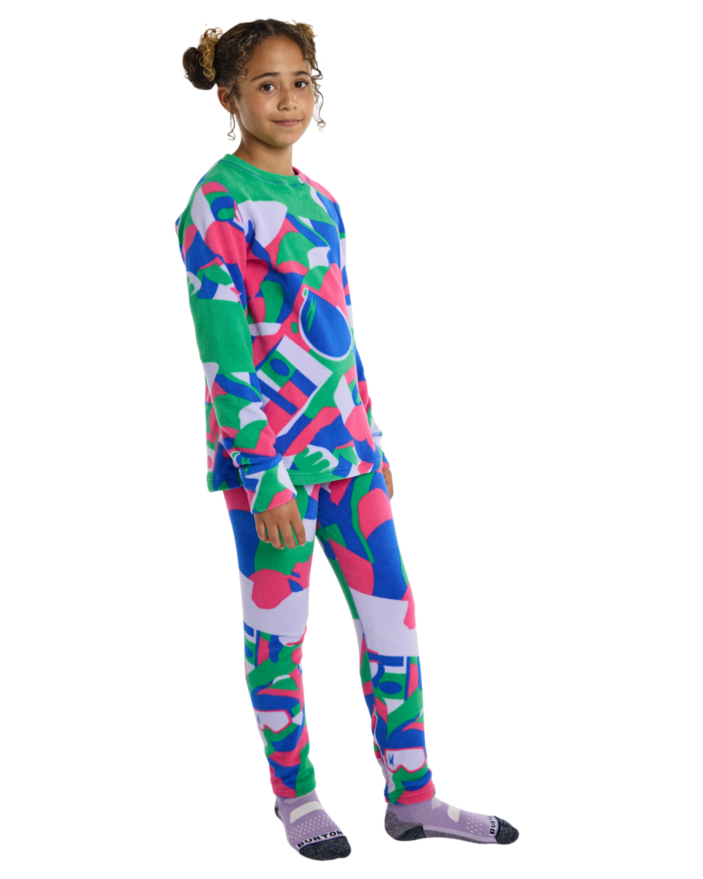 Burton Kids' Fleece Base Layer Set - Multi Cosmoblock Thermals - Trojan Wake Ski Snow