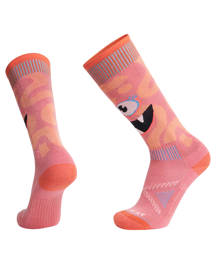 Le Bent Kids Monster Party Light Cushion Snow Sock - Strawberry Pink Socks - Kids - SnowSkiersWarehouse