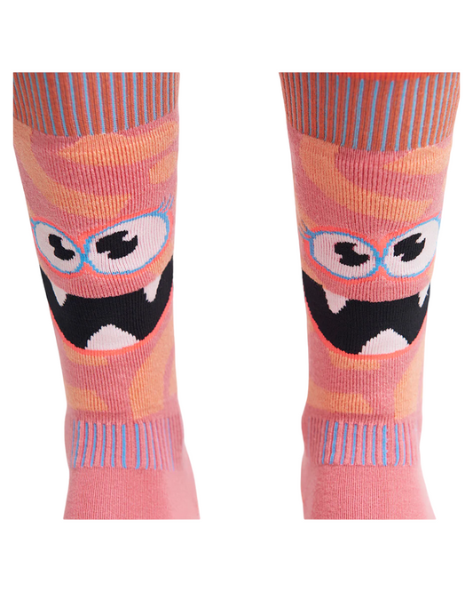 Le Bent Kids Monster Party Light Cushion Snow Sock - Strawberry Pink Socks - SnowSkiersWarehouse
