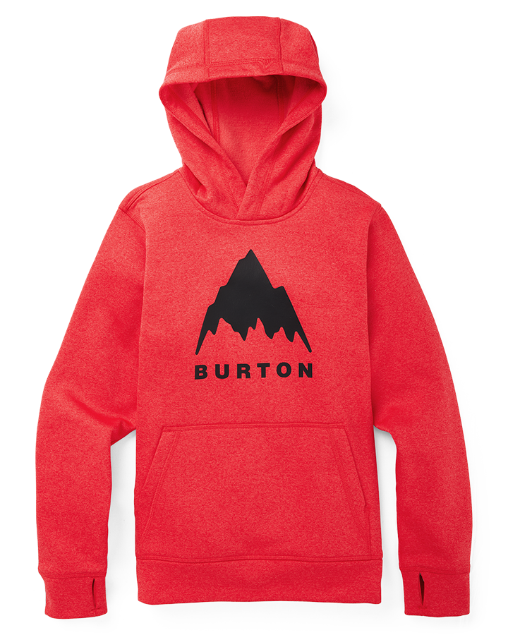 Burton Kids' Oak Pullover Hoodie - Tomato Heather Hoodies & Sweatshirts - Trojan Wake Ski Snow