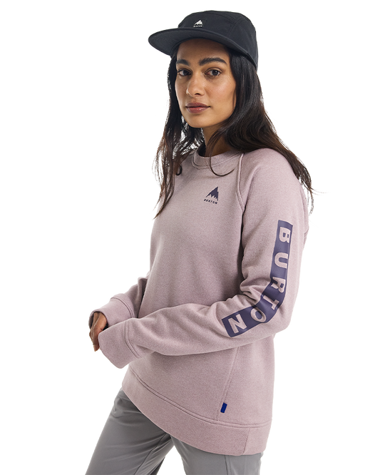 Burton Women's Oak Crewneck Fleece - Elderberry Heather Hoodies & Sweatshirts - Trojan Wake Ski Snow