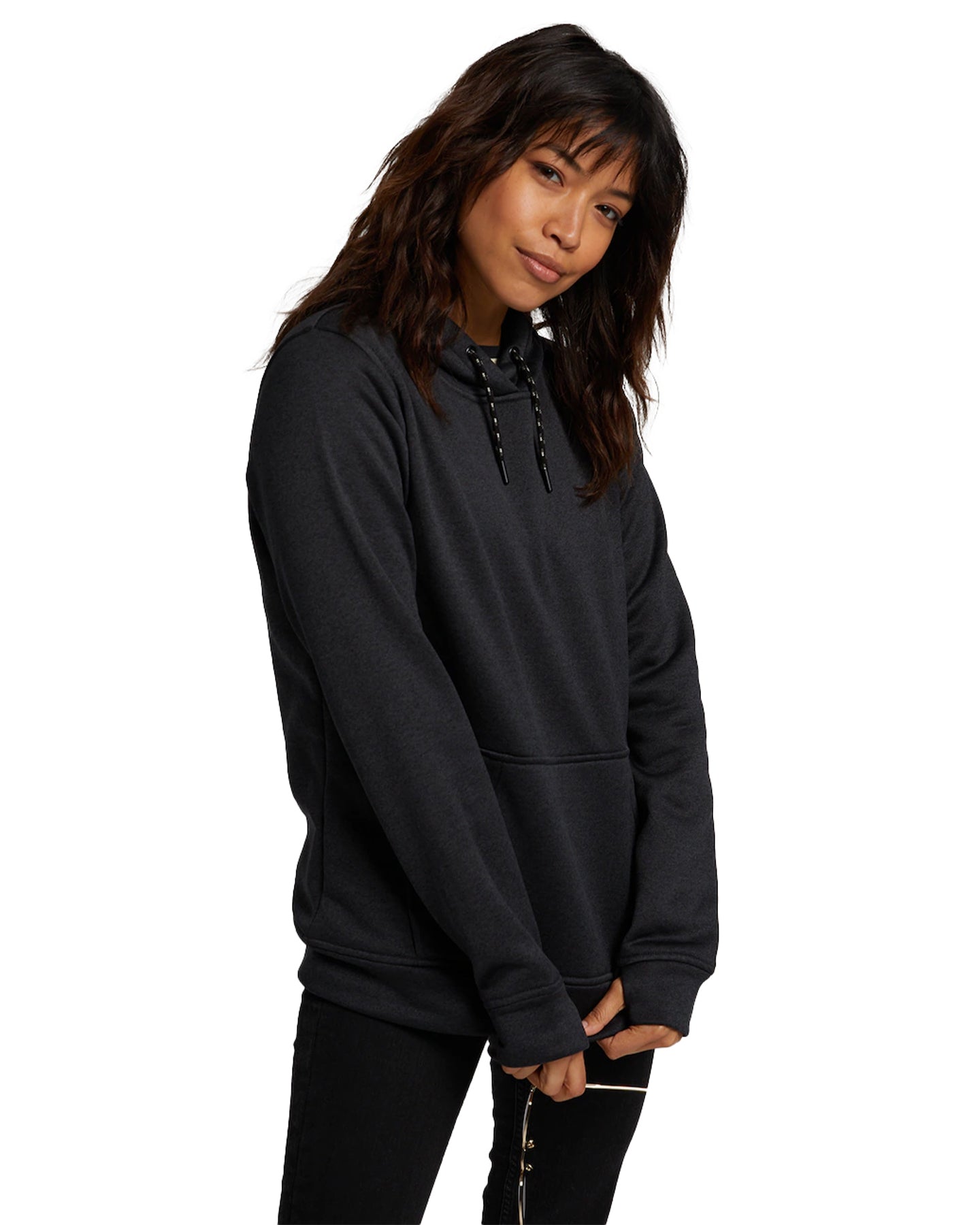 Burton Women's Oak Pullover Hoodie - True Black Heather Hoodies & Sweatshirts - Trojan Wake Ski Snow