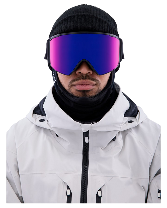 Anon M4S Cylindrical Snow Goggles + Bonus Lens + Mfi® Face Mask - Black/Perceive Sunny Red Lens Men's Snow Goggles - Trojan Wake Ski Snow