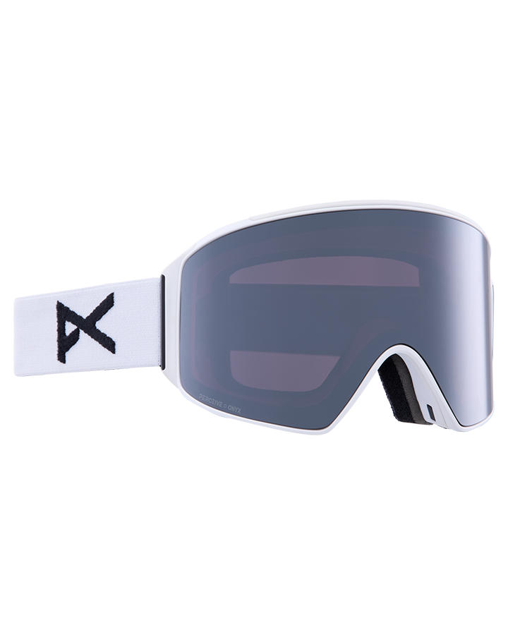 Anon M4 Cylindrical Snow Goggles + Bonus Lens + Mfi® Face Mask - White/Perceive Sunny Onyx Lens Snow Goggles - Trojan Wake Ski Snow