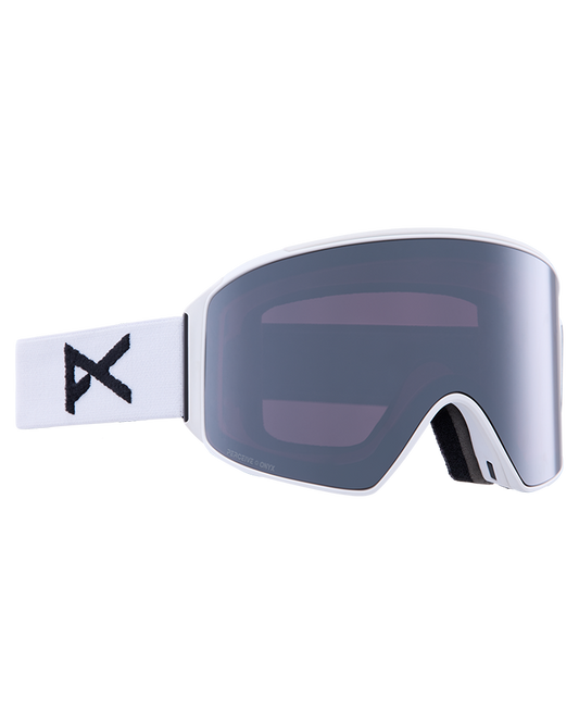 Anon M4 Cylindrical Snow Goggles + Bonus Lens + Mfi® Face Mask - White/Perceive Sunny Onyx Lens Men's Snow Goggles - Trojan Wake Ski Snow