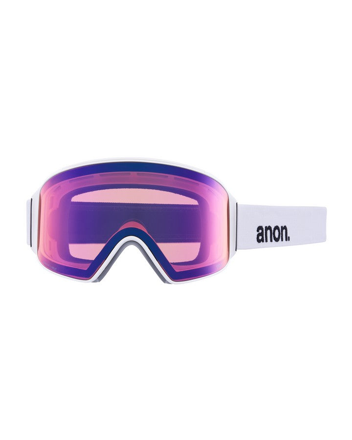 Anon M4 Cylindrical Snow Goggles + Bonus Lens + Mfi® Face Mask - White/Perceive Sunny Onyx Lens Snow Goggles - Trojan Wake Ski Snow