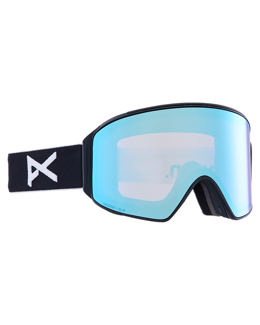 Anon M4 Cylindrical Snow Goggles + Bonus Lens + Mfi® Face Mask - Black/Perceive Variable Blue Lens Snow Goggles - Trojan Wake Ski Snow