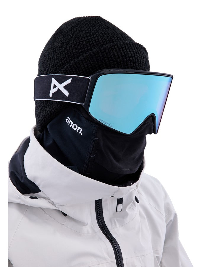 Anon M4 Cylindrical Snow Goggles + Bonus Lens + Mfi® Face Mask - Black/Perceive Variable Blue Lens Snow Goggles - Trojan Wake Ski Snow