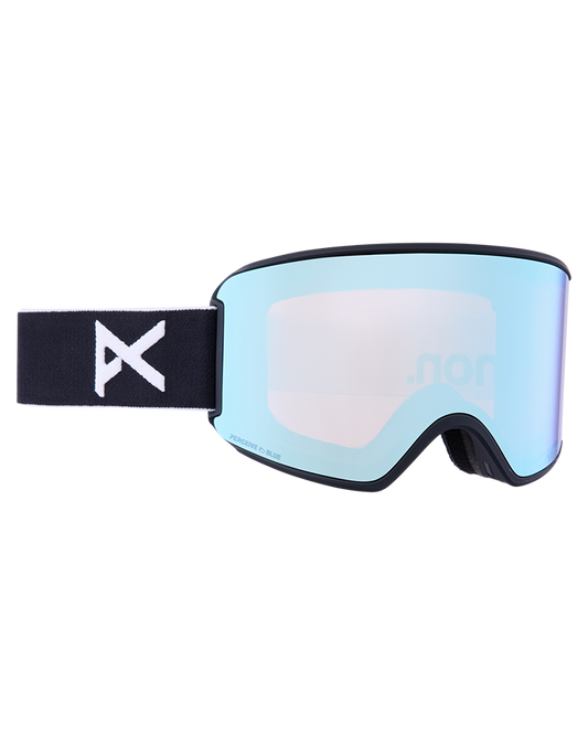 Anon Women's M3 Snow Goggles + Bonus Lens + Mfi® Face Mask - Black/Perceive Variable Blue Lens Snow Goggles - Trojan Wake Ski Snow