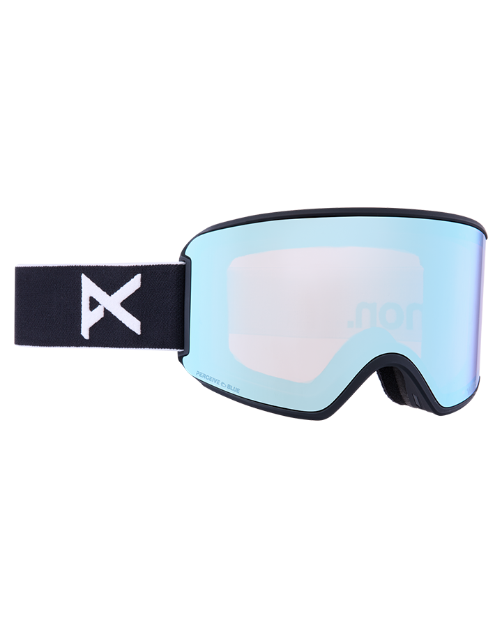 Anon Women's M3 Snow Goggles + Bonus Lens + Mfi® Face Mask - Black/Perceive Variable Blue Lens Snow Goggles - Trojan Wake Ski Snow