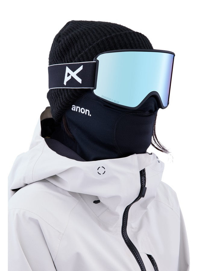 Anon Women's M3 Snow Goggles + Bonus Lens + Mfi® Face Mask - Black/Perceive Variable Blue Lens Snow Goggles - Trojan Wake Ski Snow