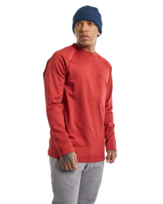 Burton Multipath Grid Crewneck Fleece - Sun Dried Tomato - 2023 Hoodies & Sweatshirts - Trojan Wake Ski Snow