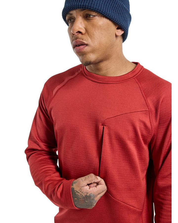 Burton Multipath Grid Crewneck Fleece - Sun Dried Tomato - 2023 Hoodies & Sweatshirts - Trojan Wake Ski Snow