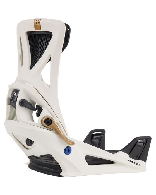 Burton Men's Step On® Genesis Re:Flex Snowboard Bindings - White/Gold - 2024 Men's Snowboard Bindings - SnowSkiersWarehouse