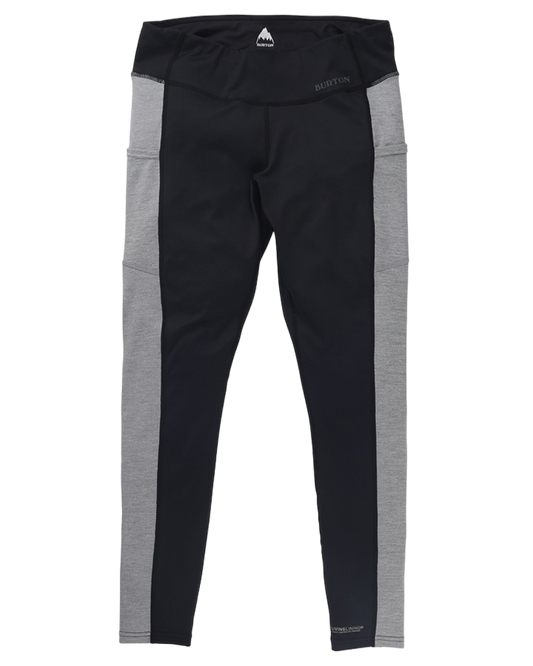 Burton Women's Midweight X Base Layer Pants - True Black/Gray Heather Women's Thermal Bottoms - Trojan Wake Ski Snow