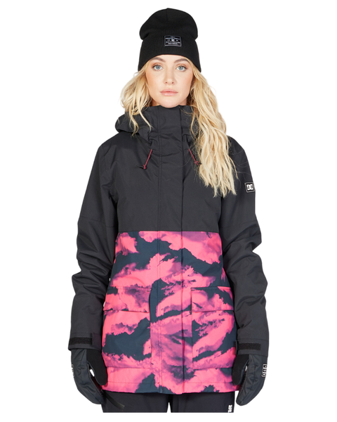 DC Cruiser Womens Snow Jacket Crazy Pink Clouds 2023 Snow Jackets Womens Trojan Wake Ski Snow Snow Skiers Warehouse