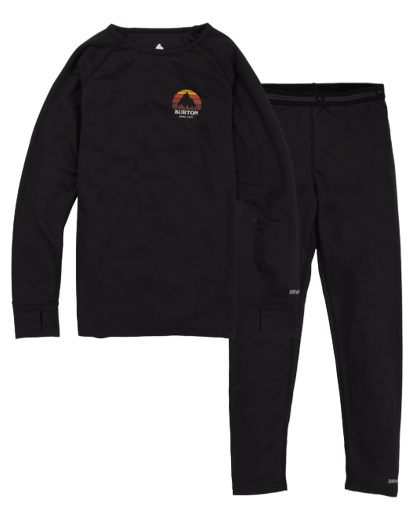 Burton Kids' Lightweight Base Layer Set - True Black Thermals - Trojan Wake Ski Snow