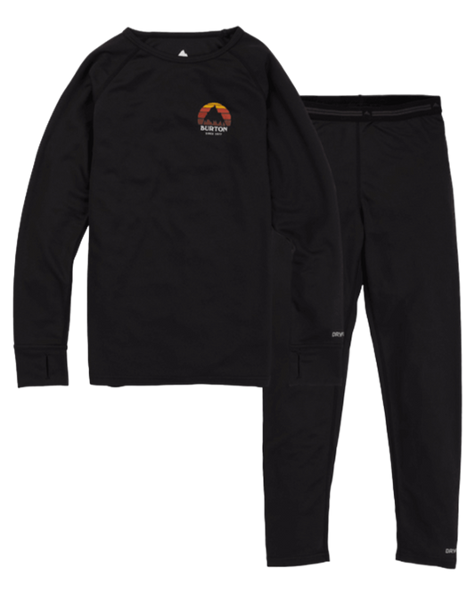 Burton Kids' Lightweight Base Layer Set - True Black Thermals - Trojan Wake Ski Snow