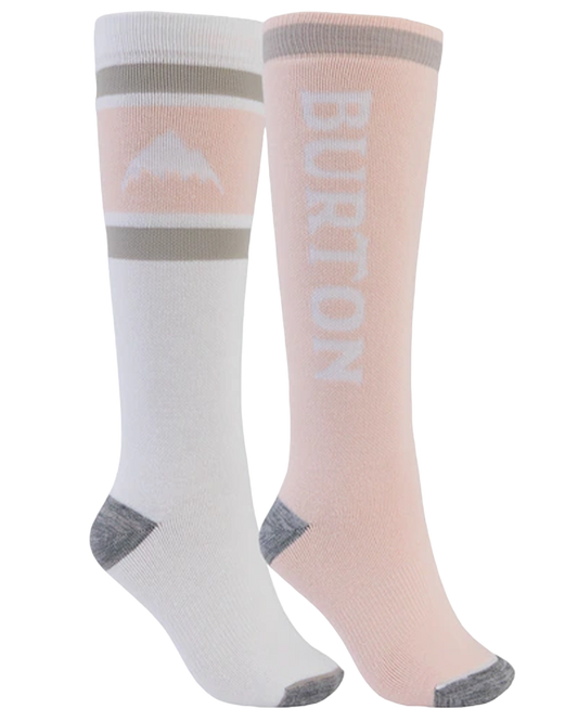 Burton Women's Weekend Midweight Socks 2-Pack - Stout White/Peach Melba Socks - Trojan Wake Ski Snow