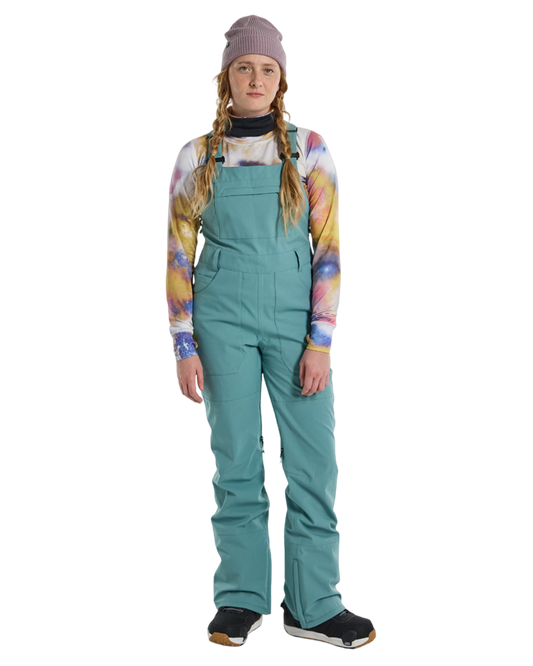 Burton Women's Avalon Stretch 2L Bib Snow Pants - Rock Lichen Women's Snow Bibs - Trojan Wake Ski Snow