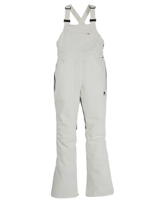 Burton Women's Avalon Stretch 2L Bib Snow Pants - Stout White Women's Snow Bibs - Trojan Wake Ski Snow