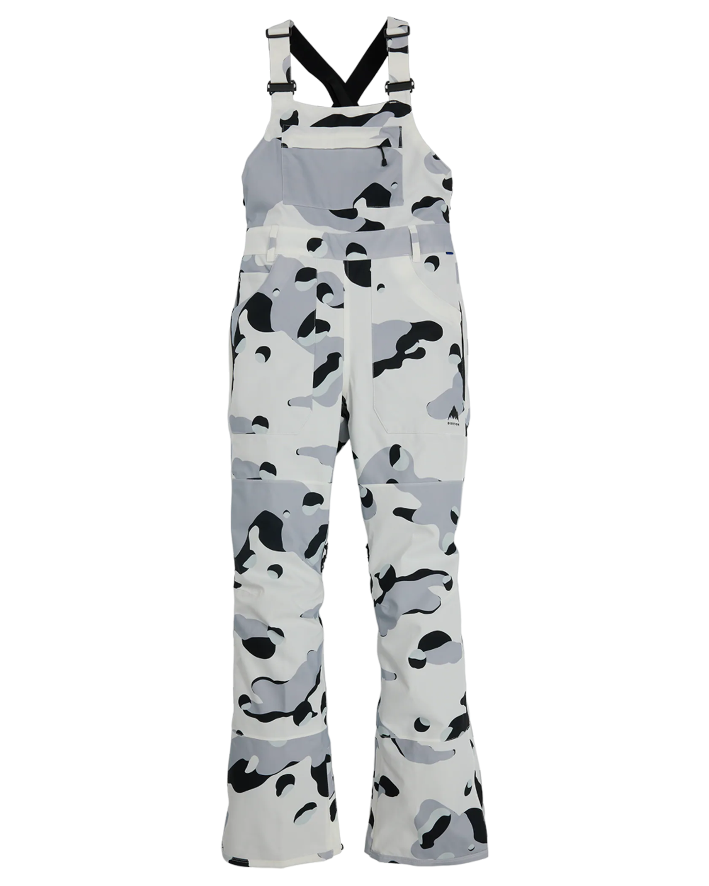 Burton Women's Avalon Stretch 2L Bib Snow Pants - Stout White Cookie Camo Snow Bibs - Trojan Wake Ski Snow