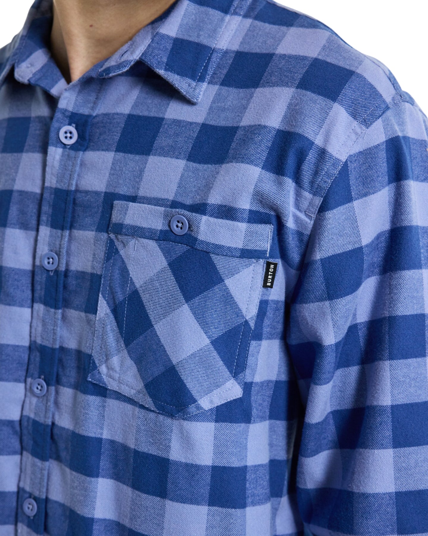 Burton Men's Favorite Long Sleeve Flannel - Slate Blue Buffalo Plaid Shirts & Tops - Trojan Wake Ski Snow