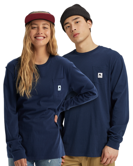 Burton Colfax Long Sleeve T-Shirt - Dress Blue Shirts & Tops - Trojan Wake Ski Snow