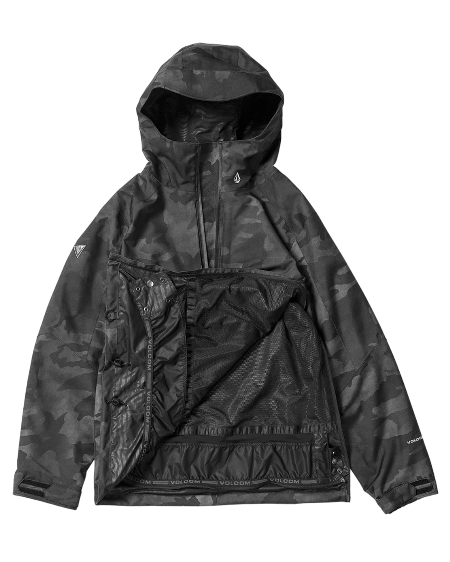 Volcom Brighton Pullover - Black Camo Snow Jackets - Trojan Wake Ski Snow