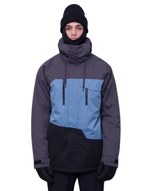 686 Men's Geo Snow Jacket - Charcoal Blue Black Men's Snow Jackets - Trojan Wake Ski Snow