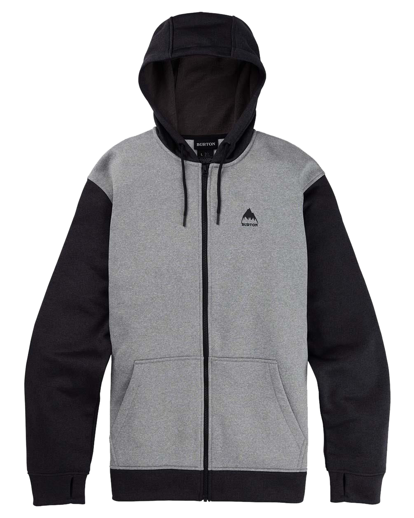 Burton Men's Burton Oak Full-Zip Hoodie - Gray Heather/True Black Hoodies & Sweatshirts - Trojan Wake Ski Snow