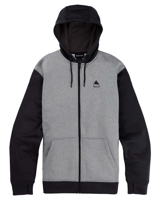 Burton Men's Burton Oak Full-Zip Hoodie - Gray Heather/True Black Hoodies & Sweatshirts - Trojan Wake Ski Snow