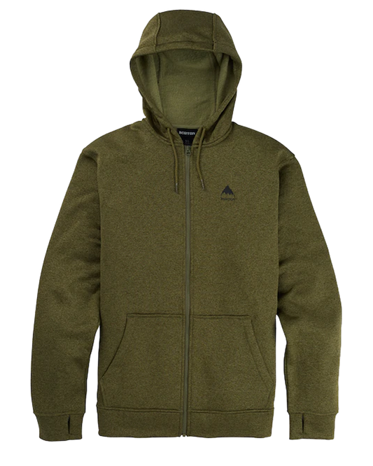 Burton Men's Burton Oak Full-Zip Hoodie - Martini Olive Heather Hoodies & Sweatshirts - Trojan Wake Ski Snow