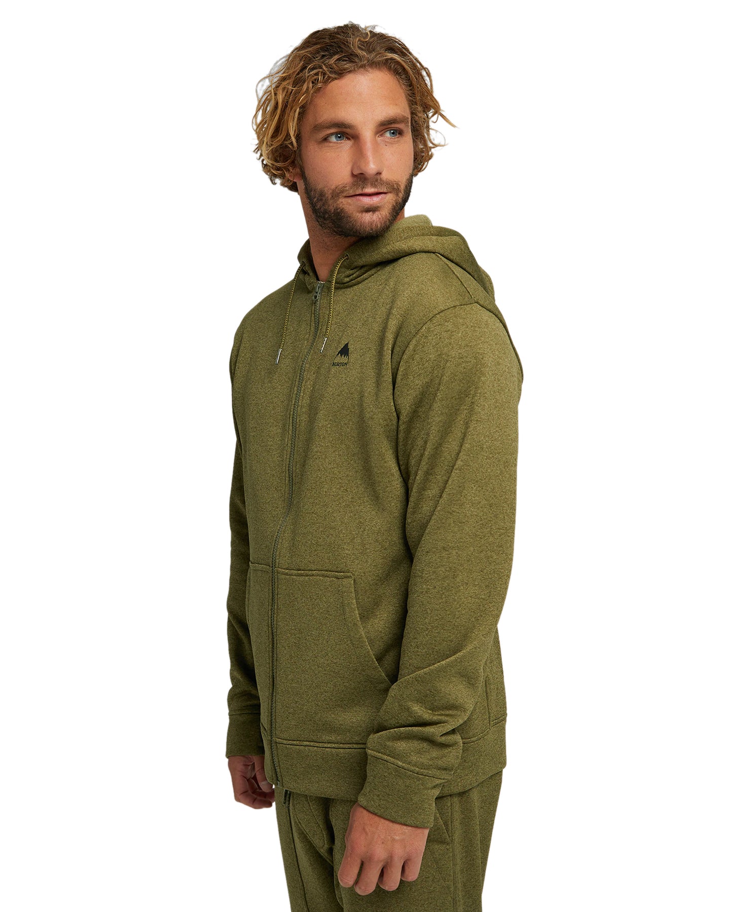 Burton Men's Burton Oak Full-Zip Hoodie - Martini Olive Heather Hoodies & Sweatshirts - Trojan Wake Ski Snow